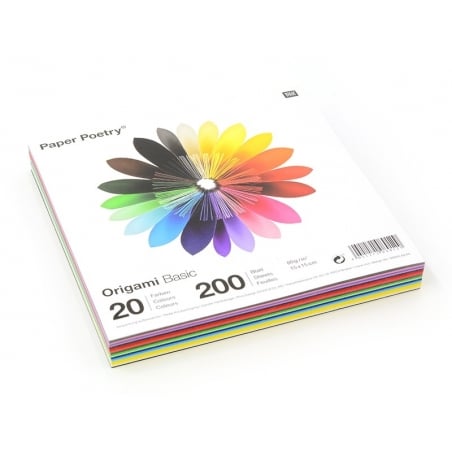 Acheter 200 feuilles de papier Origami - 20 couleurs - 5,60 € en ligne sur La Petite Epicerie - Loisirs créatifs