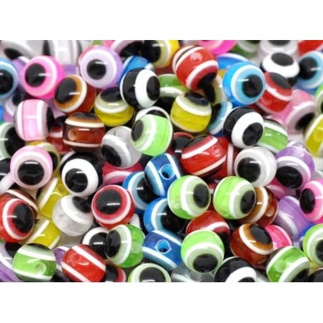 Acheter Lot de 20 perles rondes à rayures - oeil turc - 2,09 € en ligne sur La Petite Epicerie - Loisirs créatifs
