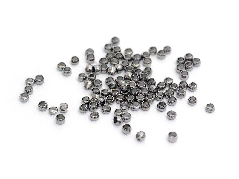 Acheter 100 perles à écraser noir métallisé - 1 mm - 1,59 € en ligne sur La Petite Epicerie - Loisirs créatifs