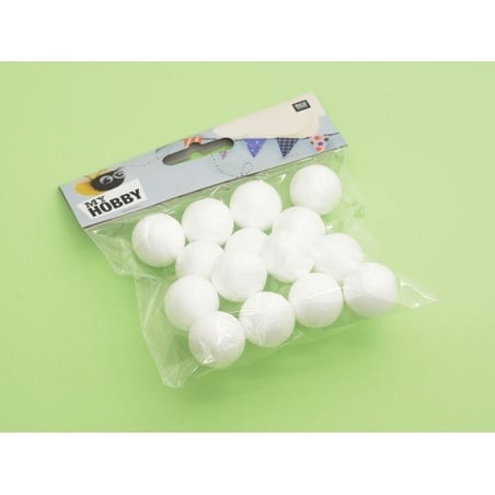 Acheter Lot 15 boules polystyrène 2,5 cm blanc pas cher
