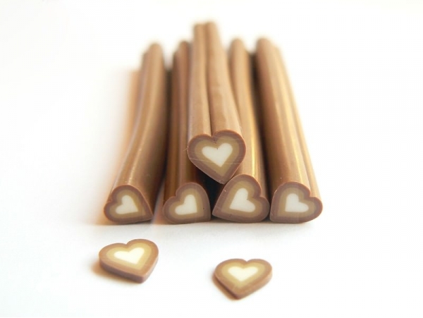 Acheter Cane coeur marron dégradé- en pâte polymère - à trancher - 0,49 € en ligne sur La Petite Epicerie - Loisirs créatifs