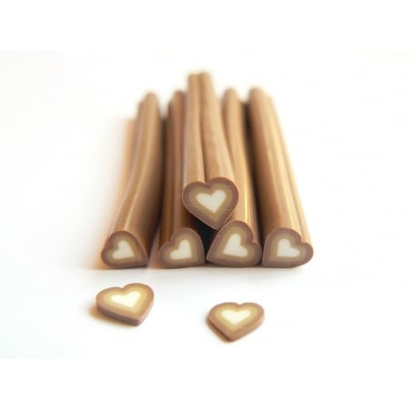 Acheter Cane coeur marron dégradé- en pâte polymère - à trancher - 0,49 € en ligne sur La Petite Epicerie - Loisirs créatifs