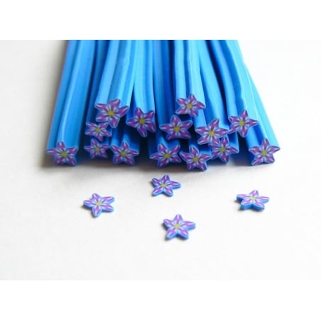 Acheter Cane fleur bleu étoilée- en pâte fimo - à trancher - 0,49 € en ligne sur La Petite Epicerie - Loisirs créatifs