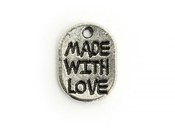 Acheter 1 Breloque "Made with love"- argent foncé - 0,19 € en ligne sur La Petite Epicerie - Loisirs créatifs