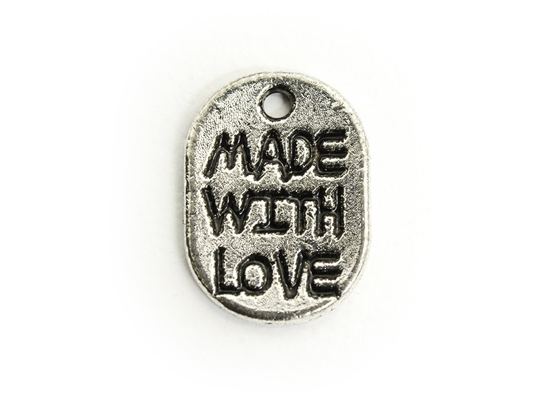 Acheter 1 Breloque "Made with love"- argent foncé - 0,19 € en ligne sur La Petite Epicerie - Loisirs créatifs