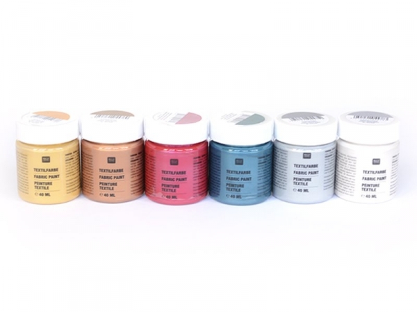 6 jars of fabric paint - Metallic colours 6 jars of fabric paint - Metallic colours
