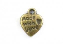 Acheter 1 Breloque "Made with love" - couleur bronze - 0,39 € en ligne sur La Petite Epicerie - Loisirs créatifs