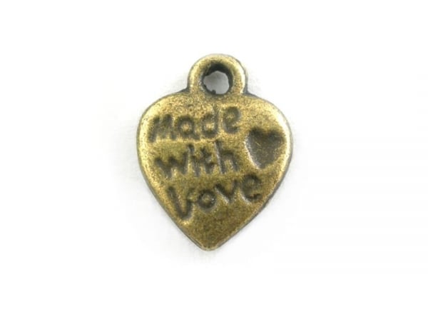 Acheter 1 Breloque "Made with love" - couleur bronze - 0,39 € en ligne sur La Petite Epicerie - Loisirs créatifs