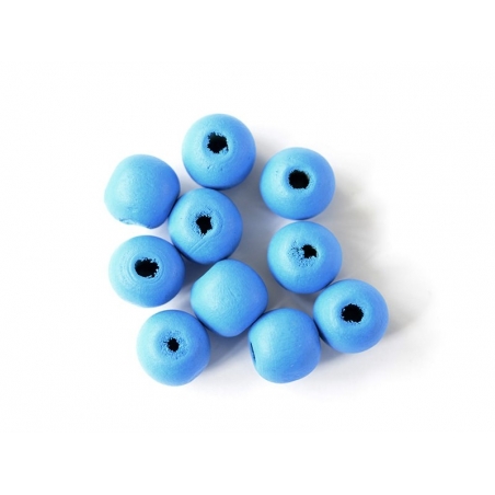 Acheter 10 perles rondes en bois vernis - Bleu ciel 14 mm - 1,59 € en ligne sur La Petite Epicerie - Loisirs créatifs