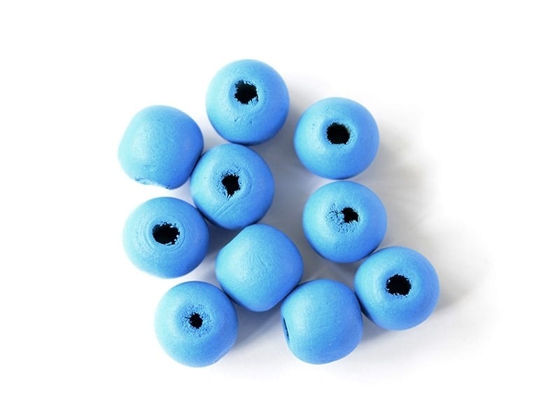 Acheter 10 perles rondes en bois vernis - Bleu ciel 14 mm - 1,59 € en ligne sur La Petite Epicerie - Loisirs créatifs