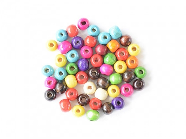 Acheter 50 perles rondes multicolores en bois vernis - 10 mm - 1,39 € en ligne sur La Petite Epicerie - Loisirs créatifs
