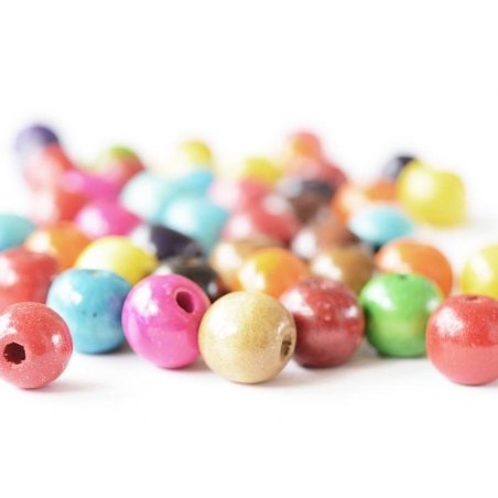 Acheter 50 perles rondes multicolores en bois vernis - 20 mm - 5,60 € en ligne sur La Petite Epicerie - Loisirs créatifs
