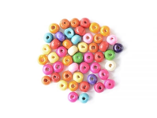 Acheter 50 perles rondes multicolores en bois vernis - 6 mm - 0,59 € en ligne sur La Petite Epicerie - Loisirs créatifs