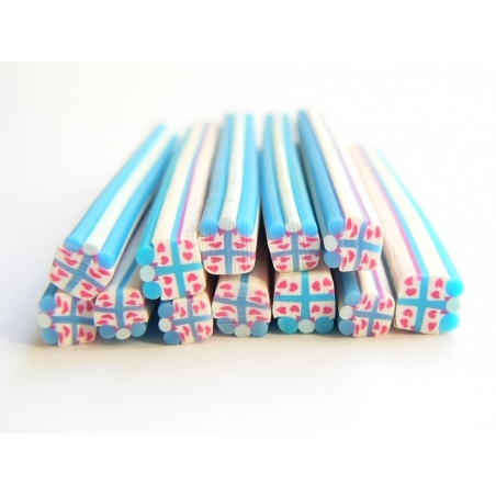 Acheter Cane cadeau bleu et blanc- en pâte polymère - à trancher - 0,49 € en ligne sur La Petite Epicerie - Loisirs créatifs