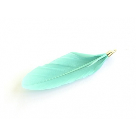 Acheter Une plume breloque - vert d'eau - 0,59 € en ligne sur La Petite Epicerie - Loisirs créatifs