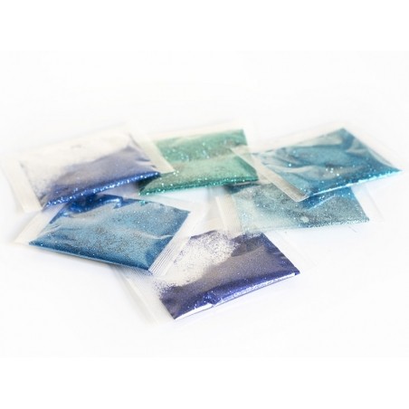 Acheter Lot de 6 sachets de poudres de paillettes - couleurs bleues - 2,99 € en ligne sur La Petite Epicerie - Loisirs créatifs