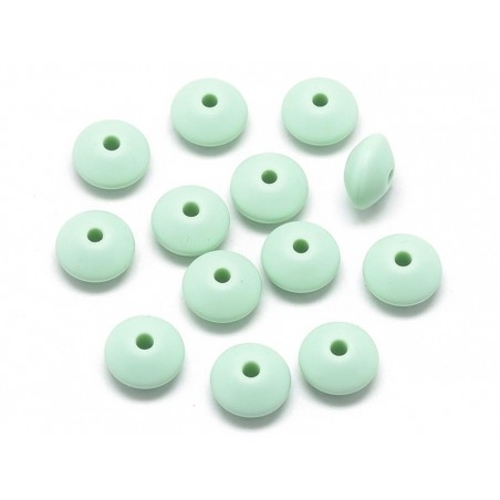 Acheter Lot de 6 perles plates de 12 mm en silicone - vert menthe - 2,99 € en ligne sur La Petite Epicerie - Loisirs créatifs