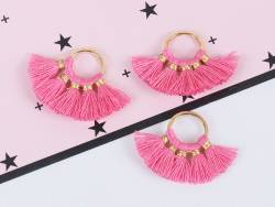 Acheter Pendentif rond doré à pompons - fushia - 1,89 € en ligne sur La Petite Epicerie - Loisirs créatifs