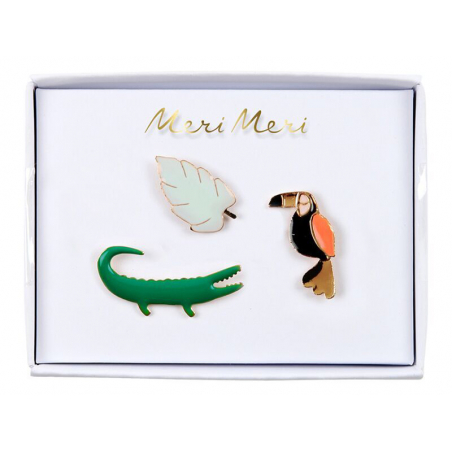 Acheter 3 pin's broche crocodile, perroquet et monstera - 11,49 € en ligne sur La Petite Epicerie - Loisirs créatifs