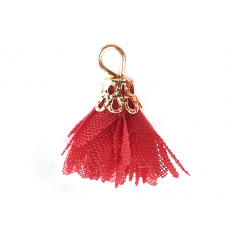 Acheter Pendentif fleur pompon en organza - rouge - 0,49 € en ligne sur La Petite Epicerie - Loisirs créatifs