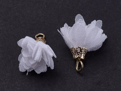 Acheter Pendentif fleur pompon en organza - blanc - 0,49 € en ligne sur La Petite Epicerie - Loisirs créatifs