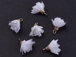 Acheter Pendentif fleur pompon en organza - blanc - 0,49 € en ligne sur La Petite Epicerie - Loisirs créatifs