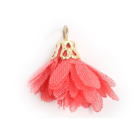 Acheter Pendentif fleur pompon en organza - rose corail - 0,49 € en ligne sur La Petite Epicerie - Loisirs créatifs
