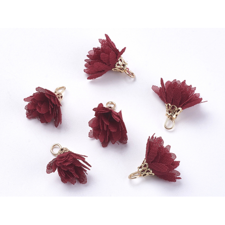 Acheter Pendentif fleur pompon en organza - bordeaux - 0,49 € en ligne sur La Petite Epicerie - Loisirs créatifs