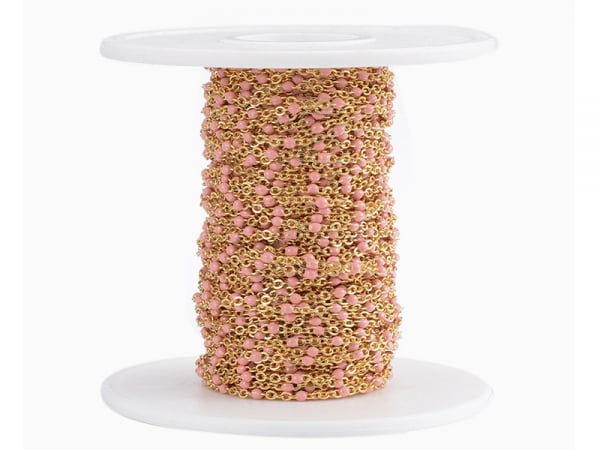 Acheter Chaîne forçat dorée avec points émaillés résine époxy rose x 20 cm - 1,69 € en ligne sur La Petite Epicerie - Loisirs...