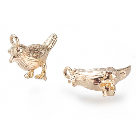 Mini pendentif en forme de petit oiseau en argent sterling 925 plaqué or
