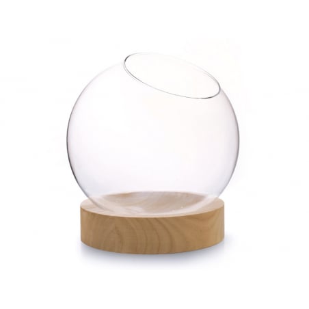 Acheter Vase en verre avec support en bois - boule de 13 cm - 9,99 € en ligne sur La Petite Epicerie - Loisirs créatifs