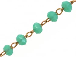 Acheter Chaine laiton avec perles en verre - turquoise - 2,99 € en ligne sur La Petite Epicerie - Loisirs créatifs