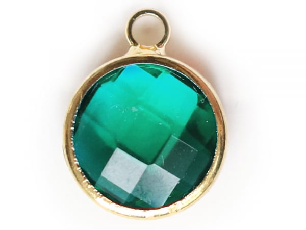 Acheter Pendentif rond en verre à facettes 10mm - vert emeraude / bleu canard cristal - 1,49 € en ligne sur La Petite Epiceri...