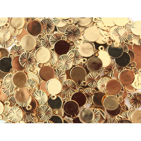 Acheter Breloque ronde striée 9 mm - dorée à l'or fin - 0,69 € en ligne sur La Petite Epicerie - Loisirs créatifs