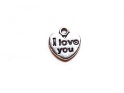 Acheter 1 Breloque coeur "i love you" argentée - 0,29 € en ligne sur La Petite Epicerie - Loisirs créatifs