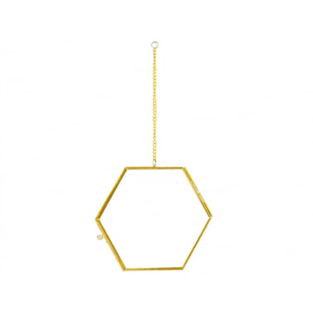 Acheter Cadre photo métal doré façon herbier à suspendre - hexagone - 10,19 € en ligne sur La Petite Epicerie - Loisirs créatifs