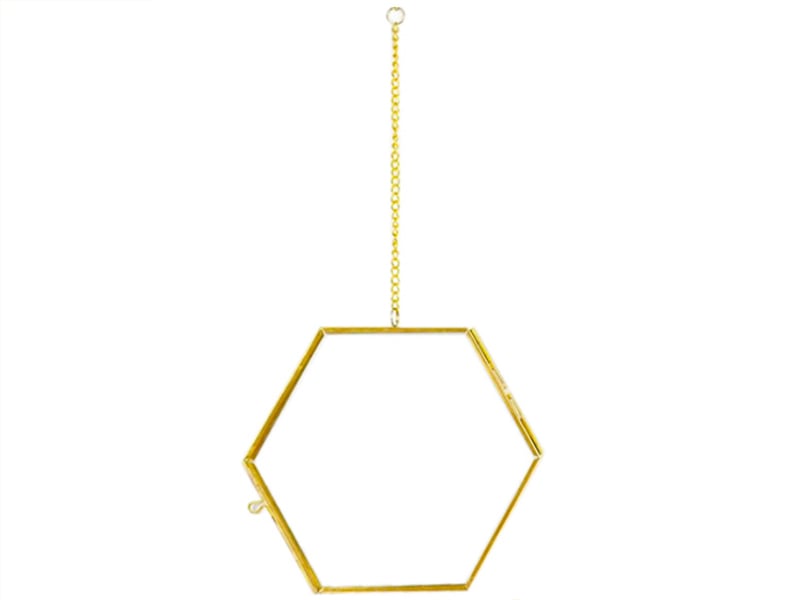 Acheter Cadre photo métal doré façon herbier à suspendre - hexagone - 10,19 € en ligne sur La Petite Epicerie - Loisirs créatifs