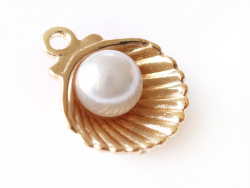 Acheter Pendentif coquillage avec perle - couleur doré - 0,49 € en ligne sur La Petite Epicerie - Loisirs créatifs