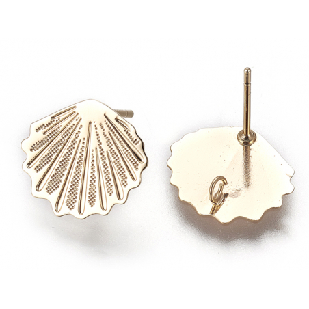 Acheter Puce d'oreille coquillage filigrane en laiton avec anneau - laiton doré à l'or fin 24K - 4,99 € en ligne sur La Petit...