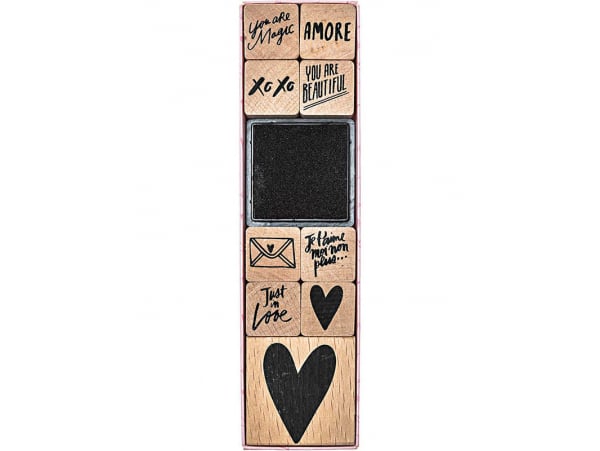 Acheter Kit de 9 tampons + 1 encreur noir - Messages d'amour - 9,29 € en ligne sur La Petite Epicerie - Loisirs créatifs