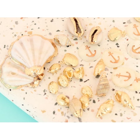Acheter Pendentif coquillage cauri 25mm - bordure dorée - 1,79 € en ligne sur La Petite Epicerie - Loisirs créatifs