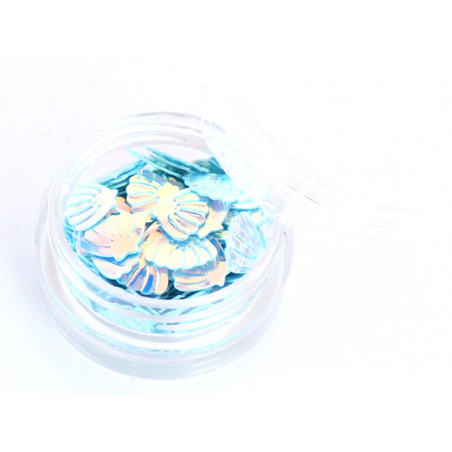 Acheter Petit pot de paillettes en forme de coquillages bleus irisés - 1,99 € en ligne sur La Petite Epicerie - Loisirs créatifs