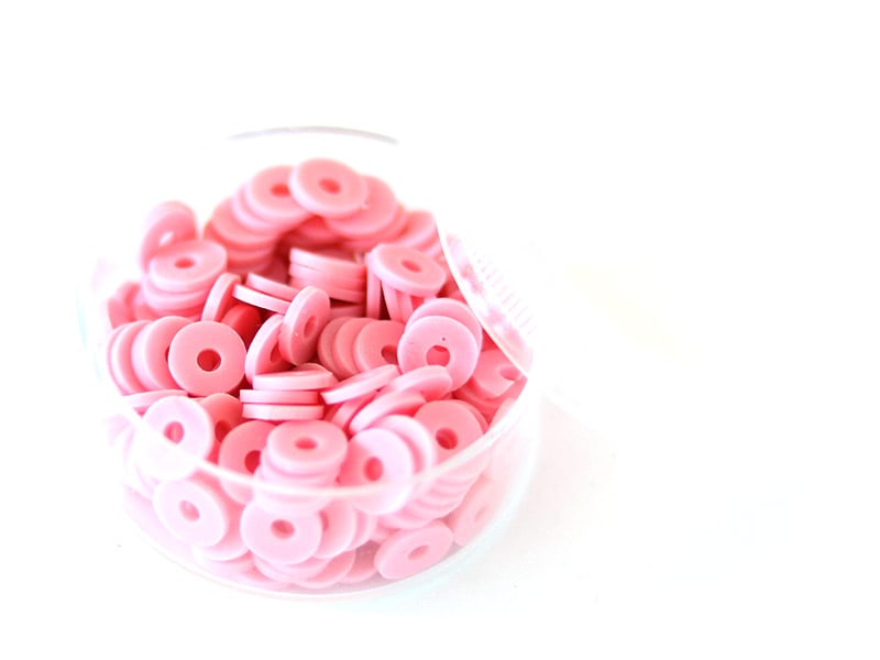 Acheter Boite de perles rondelles heishi 6 mm - rose - 2,59 € en ligne sur La Petite Epicerie - Loisirs créatifs