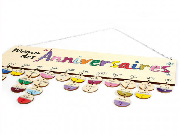 Acheter Calendrier des anniversaires en bois 40 x 12 cm - 6,99 € en ligne sur La Petite Epicerie - Loisirs créatifs
