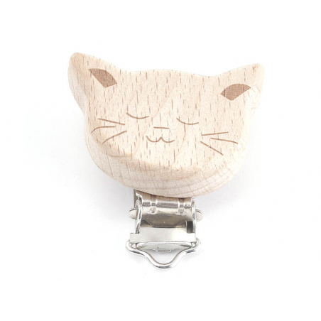 Acheter Pince clip accroche tétine pour bébé - bois clair - chat - 3,89 € en ligne sur La Petite Epicerie - Loisirs créatifs