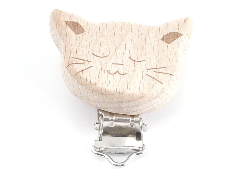 Acheter Pince clip accroche tétine pour bébé - bois clair - chat - 3,89 € en ligne sur La Petite Epicerie - Loisirs créatifs