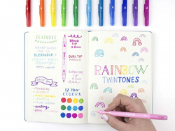 Acheter Set de 12 feutres Tombow double pointe TwinTone - Rainbow - 20,09 € en ligne sur La Petite Epicerie - Loisirs créatifs
