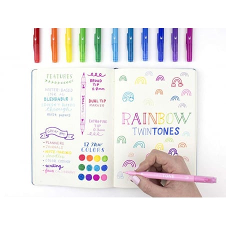 Acheter Set de 12 feutres Tombow double pointe TwinTone - Rainbow - 20,09 € en ligne sur La Petite Epicerie - Loisirs créatifs