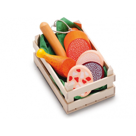 Acheter Petite cagette de 6 morceaux de viande et charcuterie - jouets en bois pour dinette - 9,99 € en ligne sur La Petite E...