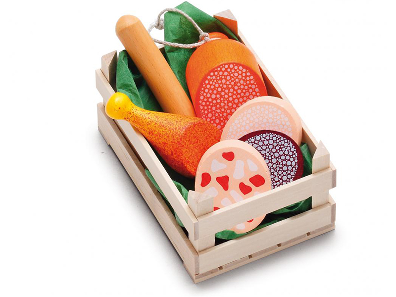 Acheter Petite cagette de 6 morceaux de viande et charcuterie - jouets en bois pour dinette - 9,99 € en ligne sur La Petite E...